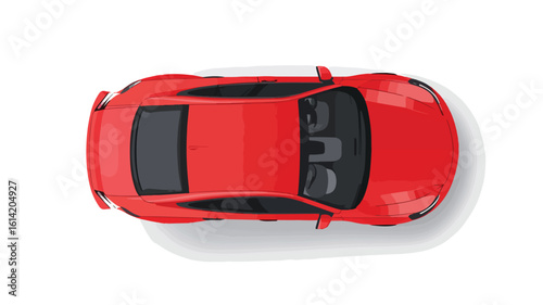 Sleek Red Car Top View Composition