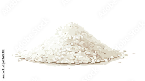 Fresh White Rice Pile on White Background