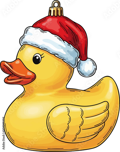 Rubber Ducky with Santa Hat Ornament