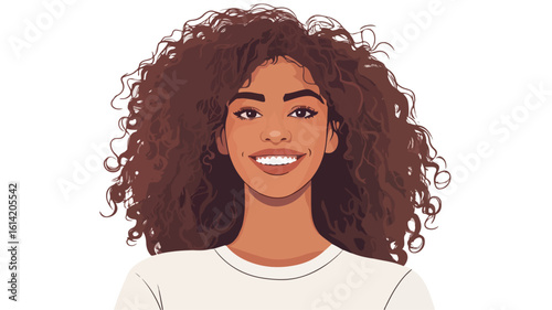 Wide Angle Smiling Woman Portrait