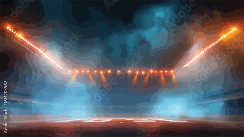 Energetic Concert Stage Lighting with Smoke
