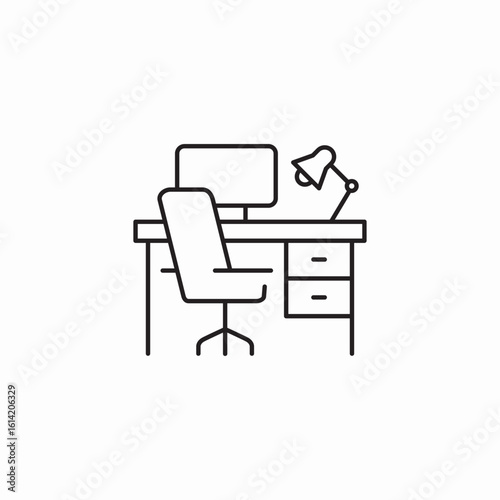 office desk setting icon sign vector