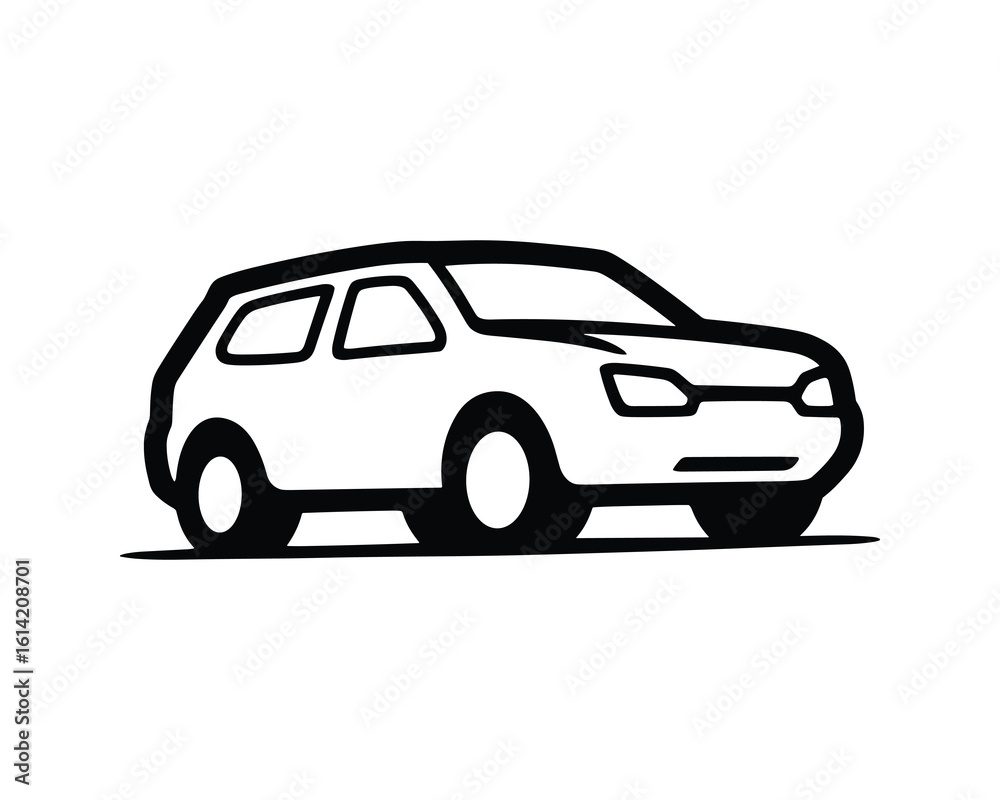 Black and White Car Silhouette, Automobile Vehicle Icon Vector Illustration Black and White Car Silhouette, Automobile Vehicle Icon Vector Illustration