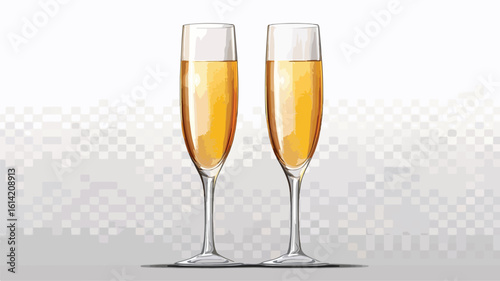 Elegant Champagne Flutes on Transparent Background