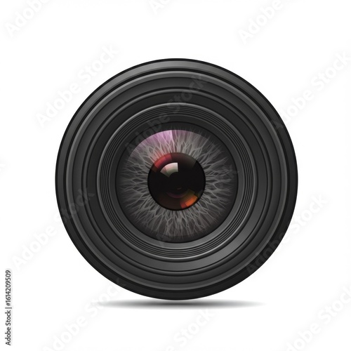 Wallpaper Mural Gray Eye Inside Black Camera Lens on White Background Torontodigital.ca