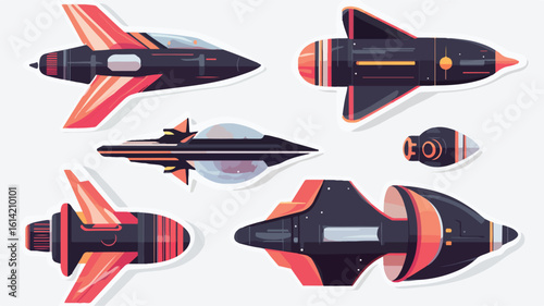 Space Sticker Icons Wide Angle View