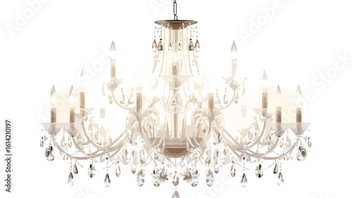 Elegant Chandelier Brilliance: Wide Angle View