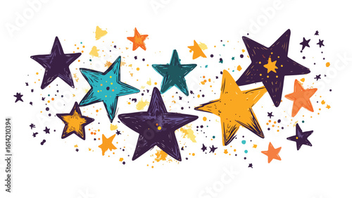 Shiny Stars Doodle Icon Illustration