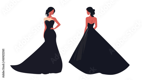 Elegant strapless dress standing portrait photography