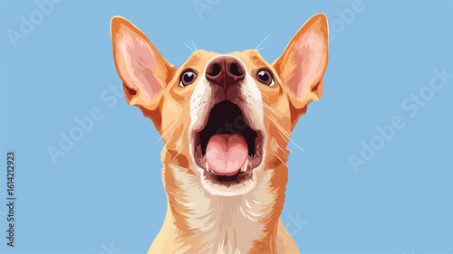 Surprised Dog on Blue Background
