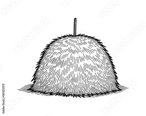 Haystack with Straw Texture Black Line Art Hand Drawn Style Agriculture Vector Illustration
