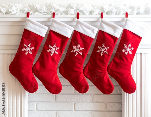 Festive red Christmas stockings