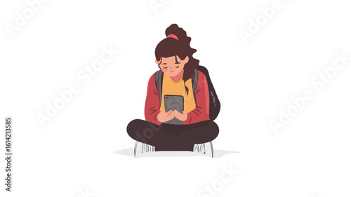 Teen girl cyberbullying illustration concept