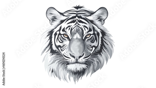 Silver Tiger Head Icon Isolated White