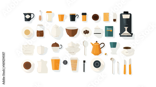 Top View Coffee Tea Collection Cut Out