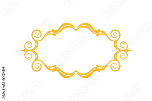 Ornamental Frame in Gold Color, Decorative Design with Swirls Pattern, Isolated on White Background Vector Illustration