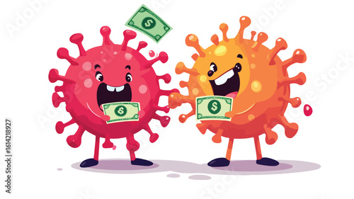 Virus Characters Eating Money Illustration