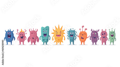 Adorable Coronavirus Characters on White Background
