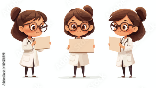 Healthcare professional characters in stylish eyeglasses