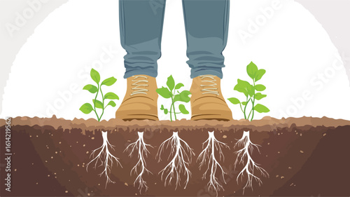 Planting Process Vector Illustration