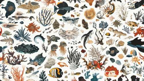 Ocean Creatures Seamless Pattern Design