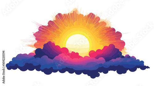 Vibrant Sunrise Among Colorful Clouds