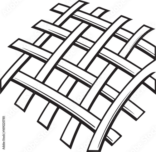 Black and white vector illustration of a woven texture for graphic design and backgrounds