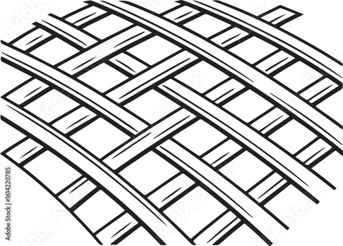 Black and white woven texture with intersecting lines in a geometric pattern