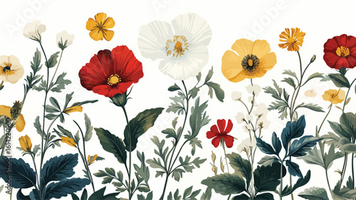 Vintage Botanical Illustration Wide Angle Centered