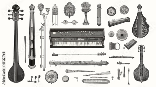 Vintage Musical Instruments Collection Set