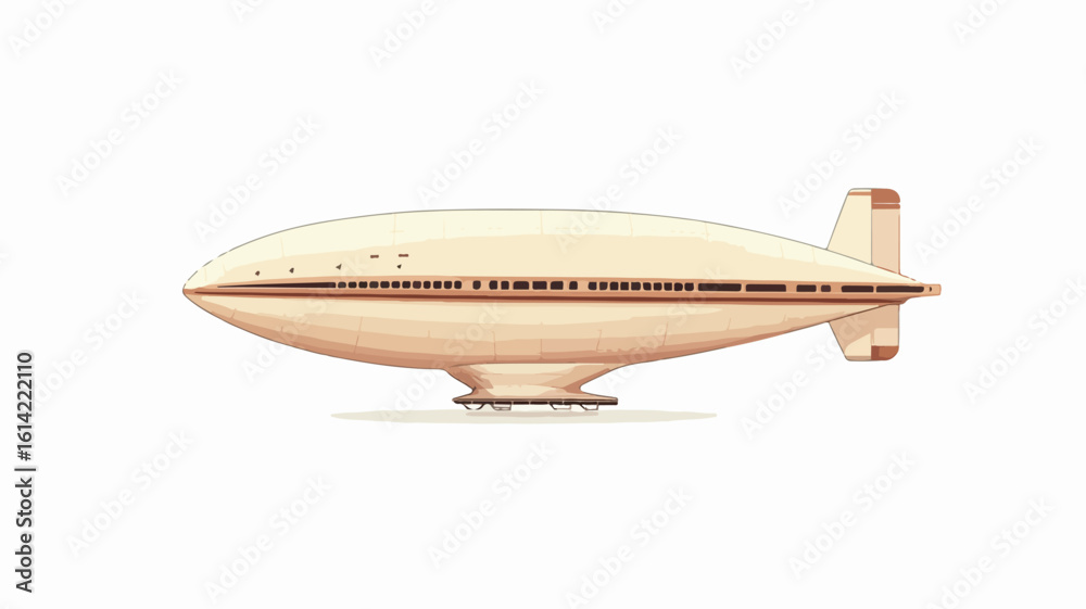 Fototapeta premium Vintage Zeppelin UFO Architecture White Background