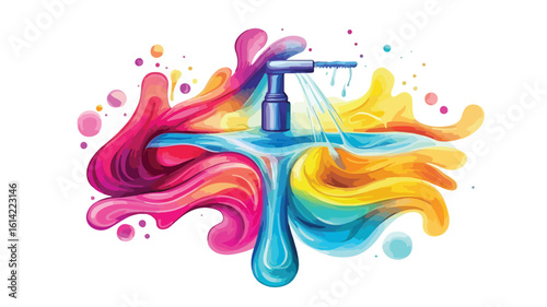 Flowing water tap vector illustration