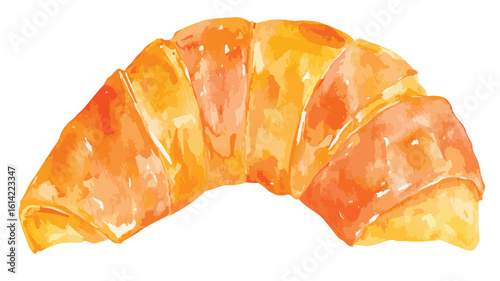 Watercolor Croissant on White Background