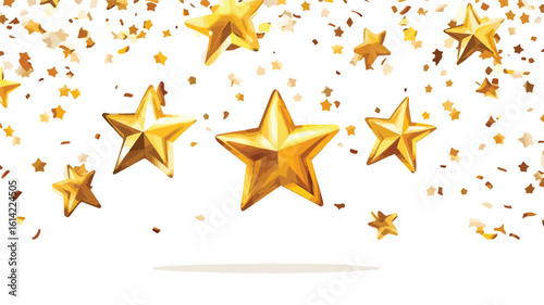 Elegant White Gold Star Confetti Illustration