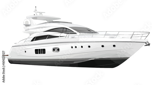White Motor Boat on White Background