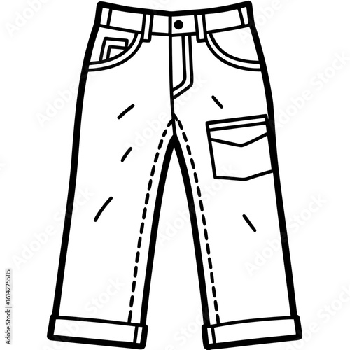 Worn Denim Pants Illustration