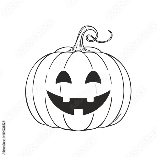 Happy Jack o lantern pumpkin outline sketch for Halloween celebration