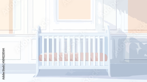 Baby Room White Wooden Crib Mockup