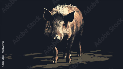 Majestic Wild Boar on Dark Background
