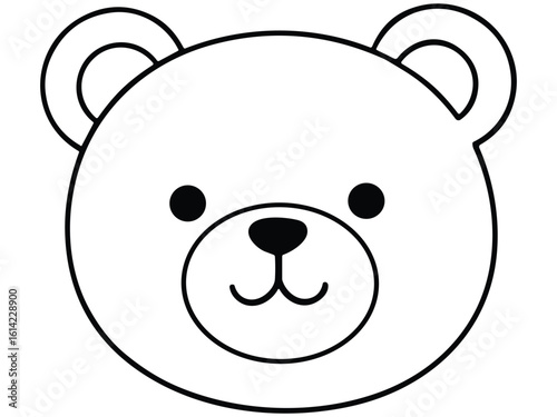Simple outline drawing of a cute teddy bear face