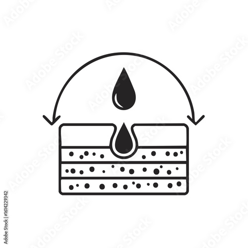 Skin Hydration Process with Water Drop and Renewal Arrow Cosmetic Ingredient Penetration into Layers Rejuvenation