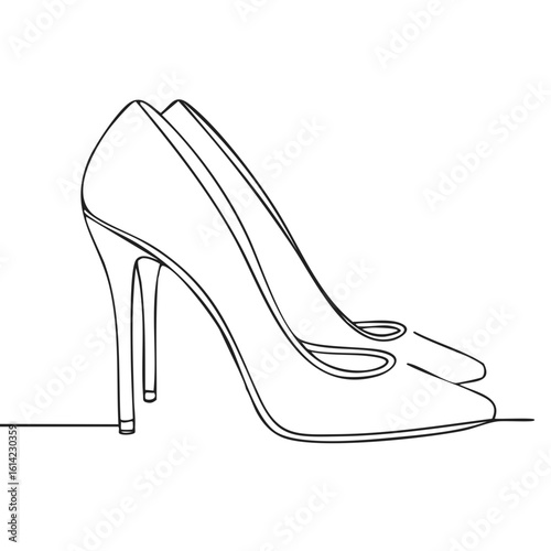 Elegant High Heel Shoes Continuous Line Art Fashion Illustration