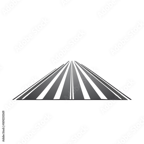Minimalist vector illustration of a straight highway road receding to a vanishing point on the horizon