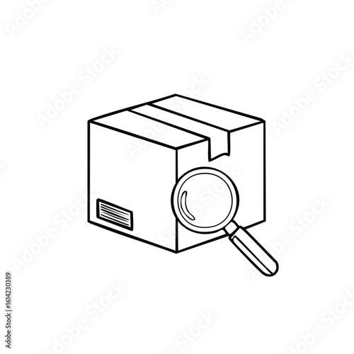 Cardboard box inspection with magnifying glass sketch