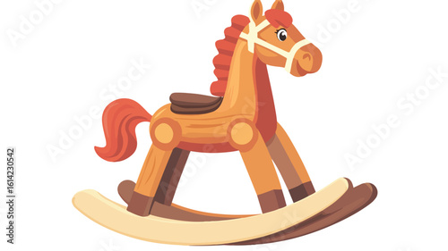 Classic Wooden Rocking Horse Isolated