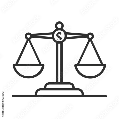 Justice Balance Scale Icon Symbol Outlines Depicting Equality Law and Ethical Judgment Minimalist Graphic Element