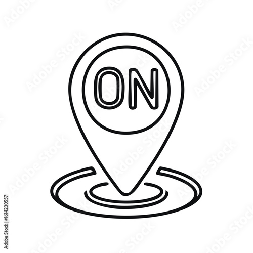 Geolocation, location pin icon with ON abbreviation - vector illustration