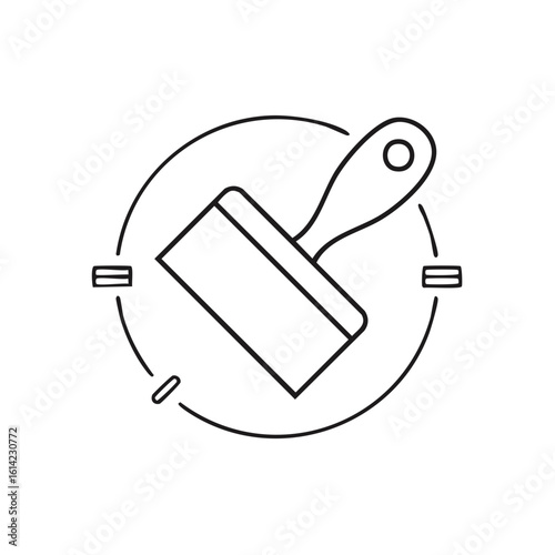 Drywall Trowel and Circular Frame Iconographic Symbol for Renovation Construction