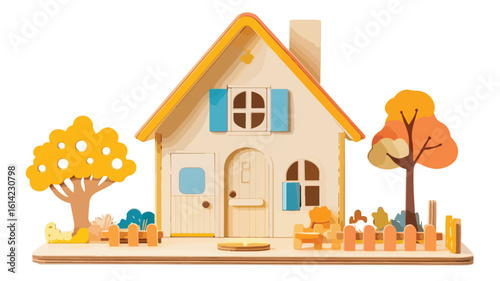 Handcrafted Wooden Toy House Display