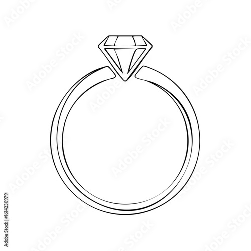 Simple Outline Diamond Engagement Ring - Minimalist Jewelry Design